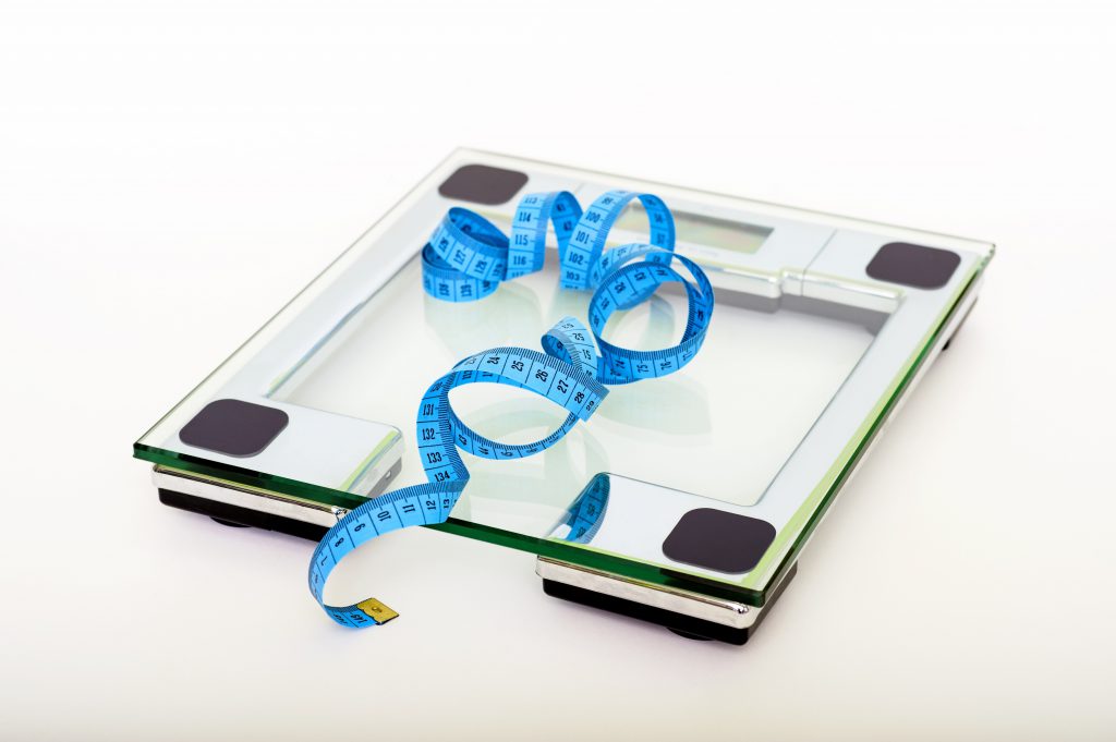 Scale and ruler to measure weight gain from fibroids
